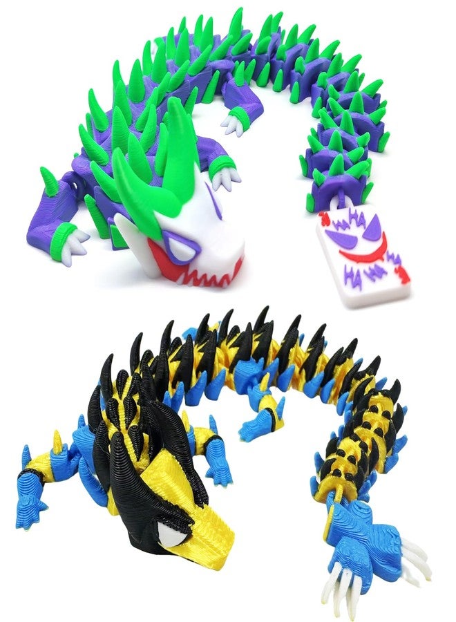 Kizcmvre 3D Printed Dragon,10 in 3D Printed Dragon Model,Unique 3D Animals Collectible,Flexible Articulated Fantasy 3D Dragon Fidget Toys for Creative Desk Decor Fun Gift.(2 Pcs) - Image 1